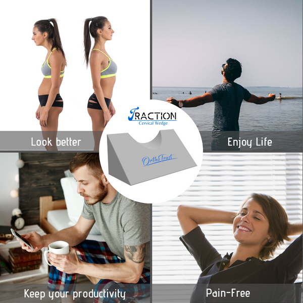 Cervical Traction Wedge Pillow - Neck Shoulder Scapula Relaxer - Gentle Spinal Correction - Posture, Occiput Release, Headaches & Migraines