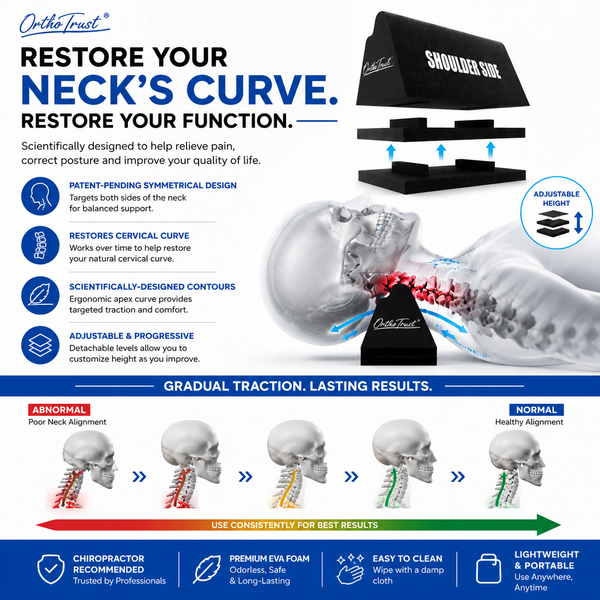 Zenith Cervical Traction Orthotic Chiropractic Neck Corrector 3-in-1 Device for Stretching Forward Head Posture Physical Therapy & Pain Relief