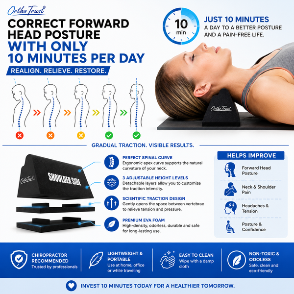 Zenith Cervical Traction Orthotic Chiropractic Neck Corrector 3-in-1 Device for Stretching Forward Head Posture Physical Therapy & Pain Relief
