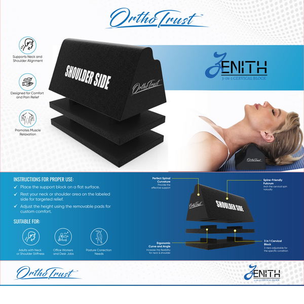 Zenith Cervical Traction Orthotic Chiropractic Neck Corrector 3-in-1 Device for Stretching Forward Head Posture Physical Therapy & Pain Relief